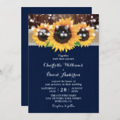 Rustikale Hochzeit von Blauer Sonnenblume Einladung (Vorne/Hinten)