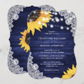 Rustikale Hochzeit von Blauholz-Spitzen-Sonnenblum Einladung (Vorne/Hinten)