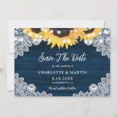 Rustikale Hochzeit von Blauholz-Spitzen-Sonnenblum Save The Date (Vorderseite)