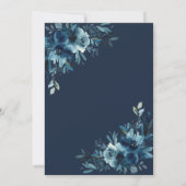 Rustikale Hochzeit von Blue Floral Script Einladung (Rückseite)