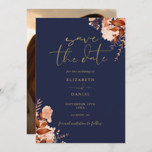 Rustikale Hochzeit von Blumen und Foto Save The Date