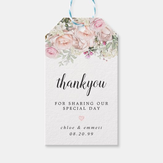 Rustikale Hochzeit von Boho Blush Pink Rose Geschenkanhänger (Vorderseite)