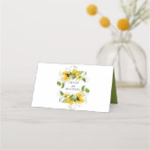 Rustikale Hochzeit von Boho Gelbblütenblume Platzkarte (Rückseite)