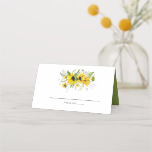 Rustikale Hochzeit von Boho Gelbblütenblume Platzkarte