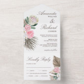 Rustikale Hochzeit von Boho Palm Blush Pink Protea All In One Einladung (Innen Boden)