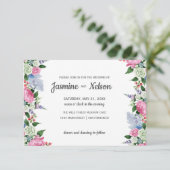 Rustikale Hochzeit von Boho Pink lilac Einladung (Stehend Vorderseite)