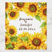 Rustikale Hochzeit von Boho-Sonnenblumen Weinetikett (Einzelnes Label)