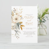 Rustikale Hochzeit von Boho White Floral Einladung (Stehend Vorderseite)