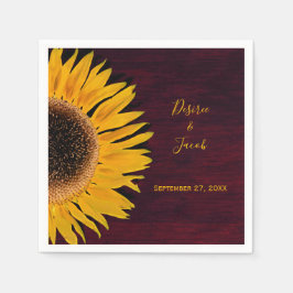 Rustikale Hochzeit von Burgundy-Gelbblütenblume Serviette