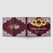 Rustikale Hochzeit von Burgundy Wood Lace Sunflowe Gästebuch (Voll)