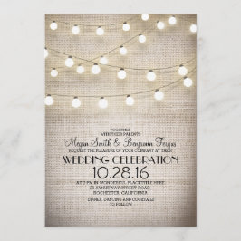 Rustikale Hochzeit von Burlap Lace und String Ligh Einladung