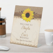 Rustikale Hochzeit von Burlap Lace Wood Sunflower Sockelschild (In SItu)