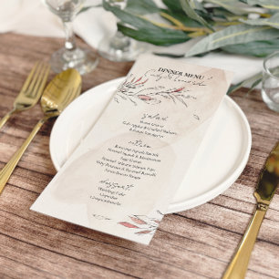Rustikale Hochzeit von Erdbeben Menükarte