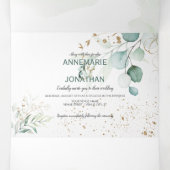 Rustikale Hochzeit von Eukalyptus | Dreifach Gefaltete Einladung (Innenseite Mitte)