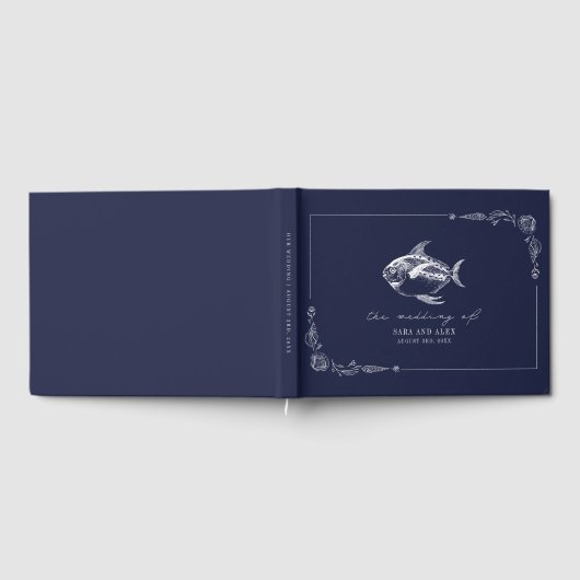 Rustikale Hochzeit von Fisch Dark Blue Beach Gästebuch (Voll)