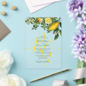 Rustikale Hochzeit von Gelben Zitronen und Blätter Acryleinladungen (In Situ (Hochzeit))