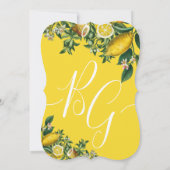 Rustikale Hochzeit von Gelben Zitronen und Blätter Einladung (Rückseite)