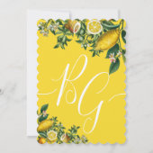 Rustikale Hochzeit von Gelben Zitronen und Blätter Einladung (Rückseite)