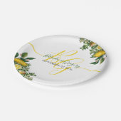 Rustikale Hochzeit von Gelben Zitronen und Blätter Pappteller (Schrägansicht)