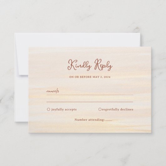 Rustikale Hochzeit von Gold und Terracotta-Script RSVP Karte (Vorderseite)