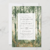Rustikale Hochzeit von Green Gold Woodland QR Code Einladung (Vorderseite)