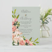 Rustikale Hochzeit von Grün blütendem Blumengebäck Einladung (Stehend Vorderseite)