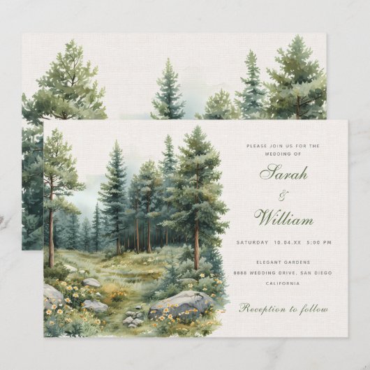 Rustikale Hochzeit von Grünwald Einladung (Vorne/Hinten)