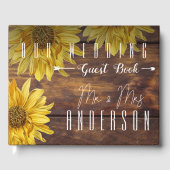 Rustikale Hochzeit von hellgelben Sonnenblumen Gästebuch (Vorderseite)