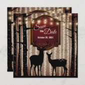 Rustikale Hochzeit von Hirschen und Bäumen/Winter- Save The Date (Vorne/Hinten)