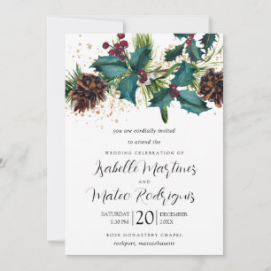 Rustikale Hochzeit von Holly und Berries Einladung