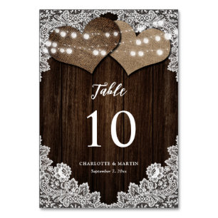 Rustikale Hochzeit von Holz-Burlap-Blumenlatte Tischnummer