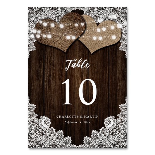 Rustikale Hochzeit von Holz-Burlap-Blumenlatte Tischnummer (Vorderseite)