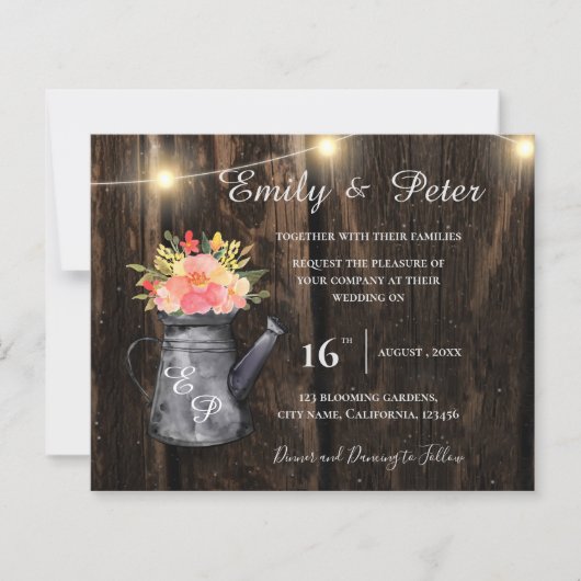 Rustikale Hochzeit von Holz Jug Orange Wasserfarbe (Vorderseite)