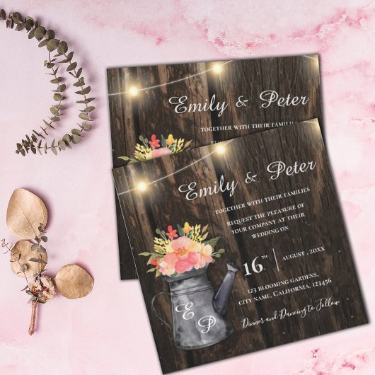 Rustikale Hochzeit von Holz Jug Orange Wasserfarbe