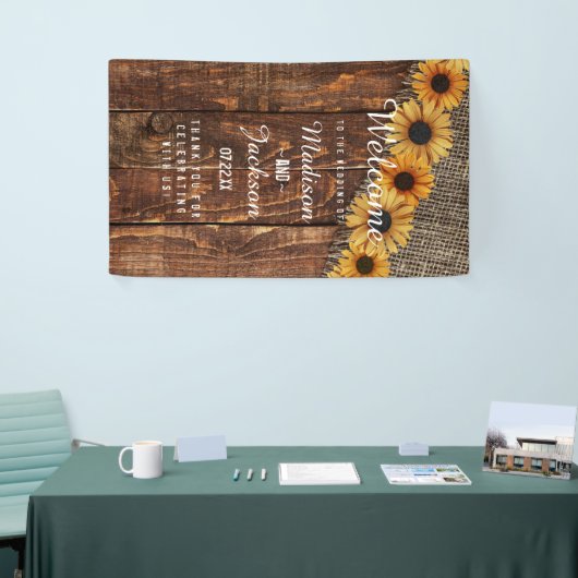 Rustikale Hochzeit von Holz und Burlap Sonnenblume Banner (Messeveranstaltung)