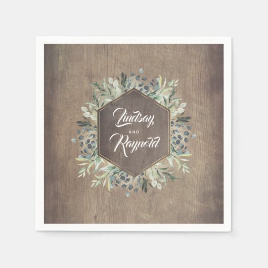 Rustikale Hochzeit von Holz und Grün Serviette (Vorderseite)