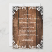 Rustikale Hochzeit von Holz und Spitzen Einladung (Vorderseite)
