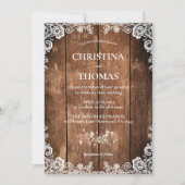 Rustikale Hochzeit von Holz und Spitzen Einladung (Vorderseite)