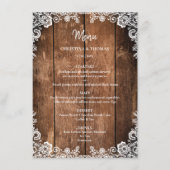 Rustikale Hochzeit von Holz und Spitzen Menükarte (Vorderseite)