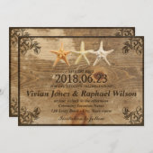 Rustikale Hochzeit von Holz und Starfish Beach Sav Save The Date (Vorne/Hinten)