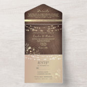 Rustikale Hochzeit von Holz und Streichellicht All In One Einladung (Innen Boden)