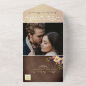 Rustikale Hochzeit von Holz und Streichellicht All In One Einladung (Außenbereich)