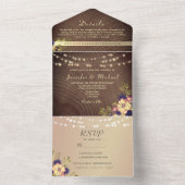 Rustikale Hochzeit von Holz und Streichellicht All In One Einladung (Innen Boden)