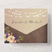 Rustikale Hochzeit von Holz und Streichellicht All In One Einladung (Rückseite)