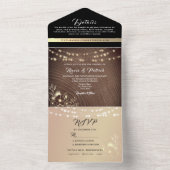 Rustikale Hochzeit von Holz und Streichellicht All In One Einladung (Innen Boden)