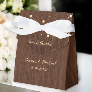 Rustikale Hochzeit von Holz und Streichellicht Geschenkschachtel