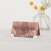 Rustikale Hochzeit von Holz und Streichellicht Platzkarte (Rückseite)