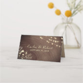 Rustikale Hochzeit von Holz und Streichellicht Platzkarte (Rückseite)