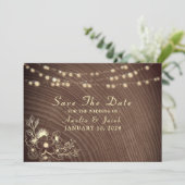 Rustikale Hochzeit von Holz und Streichellicht Save The Date (Stehend Vorderseite)