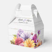 Rustikale Hochzeit von Holz und Wasserfarben Geschenkschachtel (Rückseite)